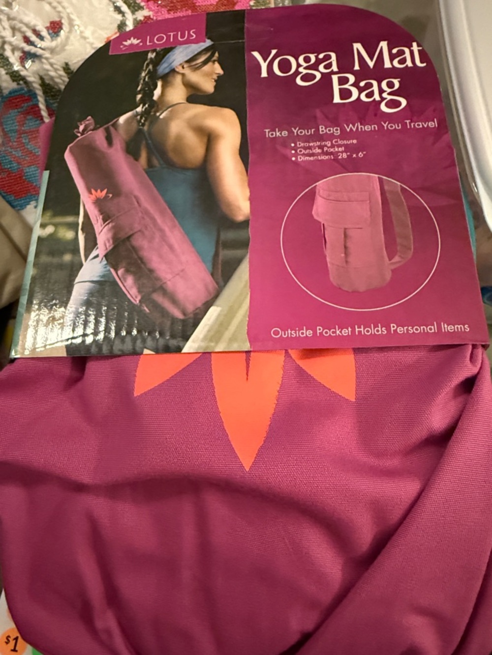 Pink Yoga Mat Bag with Orange Accent